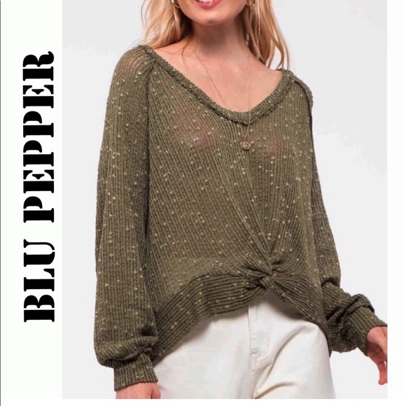Blu Pepper Tops - BLU PEPPER MEDIUM OPEN KNIT HI LO TOP NWT